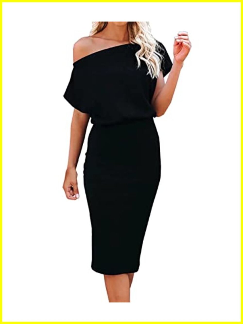 Women's Off Shoulder Ribbed Knit Midi Bodycon Dress Short Sleeve Party